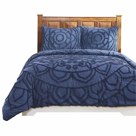 CONVENIENCE CONCEPTS Cleo Collection 100% Cotton Full/Queen Comforter Set in Navy HI3143177